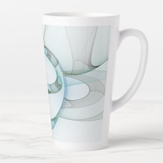 Modern Abstract Fractal Art Blue Turquoise Gray Latte Mok (Rechts)