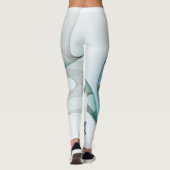 Modern Abstract Fractal Art Blue Turquoise Gray Leggings (Achterkant)