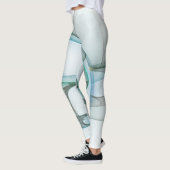 Modern Abstract Fractal Art Blue Turquoise Gray Leggings (Links)