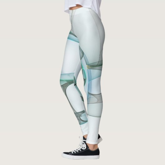 Modern Abstract Fractal Art Blue Turquoise Gray Leggings (Links)