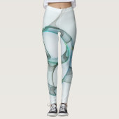 Modern Abstract Fractal Art Blue Turquoise Gray Leggings (Voorkant)