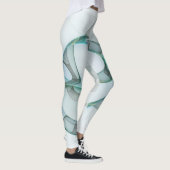 Modern Abstract Fractal Art Blue Turquoise Gray Leggings (Rechts)