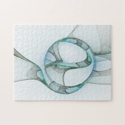 Modern Abstract Fractal Art Blue Turquoise Gray Legpuzzel (Horizontaal)