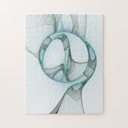Modern Abstract Fractal Art Blue Turquoise Gray Legpuzzel (Verticaal)