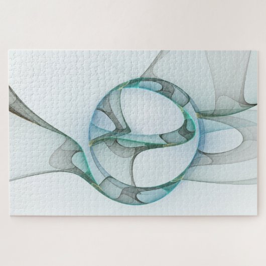 Modern Abstract Fractal Art Blue Turquoise Gray Legpuzzel (Horizontaal)