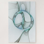Modern Abstract Fractal Art Blue Turquoise Gray Legpuzzel (Verticaal)
