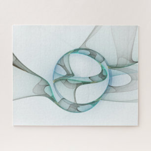 Modern Abstract Fractal Art Blue Turquoise Gray Legpuzzel