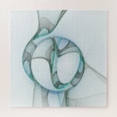 Modern Abstract Fractal Art Blue Turquoise Gray Legpuzzel (Horizontaal)