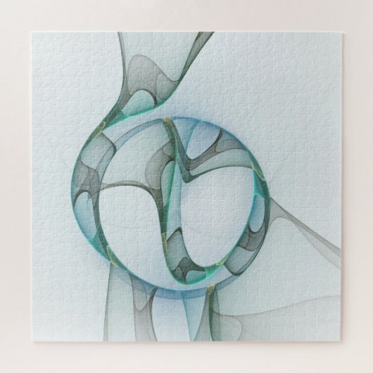 Modern Abstract Fractal Art Blue Turquoise Gray Legpuzzel (Horizontaal)