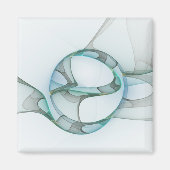 Modern Abstract Fractal Art Blue Turquoise Gray Magneet (Voorkant)