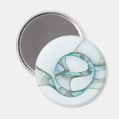 Modern Abstract Fractal Art Blue Turquoise Gray Magneet (Voorkant / Achterkant)