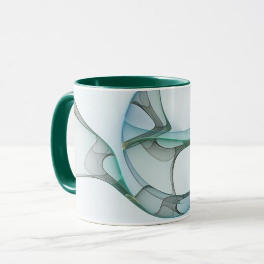 Modern Abstract Fractal Art Blue Turquoise Gray Mok (Voorkant links)