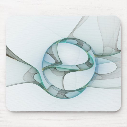 Modern Abstract Fractal Art Blue Turquoise Gray Muismat (Voorkant)