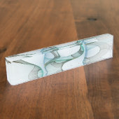 Modern Abstract Fractal Art Blue Turquoise Gray Naambordje (Zijkant)