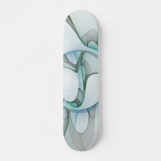 Modern Abstract Fractal Art Blue Turquoise Gray Persoonlijk Skateboard (Voorkant)