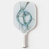Modern Abstract Fractal Art Blue Turquoise Gray Pickleball Paddle (Achterkant)