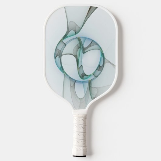 Modern Abstract Fractal Art Blue Turquoise Gray Pickleball Paddle (Achterkant)