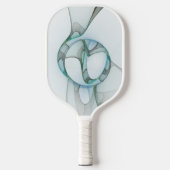 Modern Abstract Fractal Art Blue Turquoise Gray Pickleball Paddle (Voorkant)