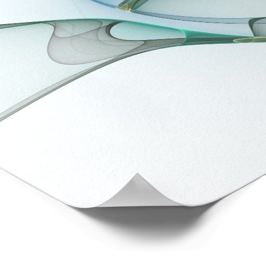 Modern Abstract Fractal Art Blue Turquoise Gray Poster (Hoek)