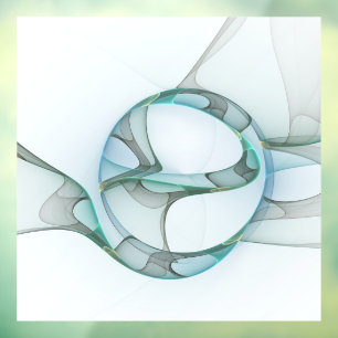 Modern Abstract Fractal Art Blue Turquoise Gray Raamsticker