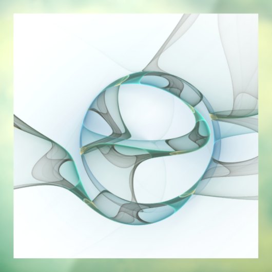 Modern Abstract Fractal Art Blue Turquoise Gray Raamsticker (Vel 3)