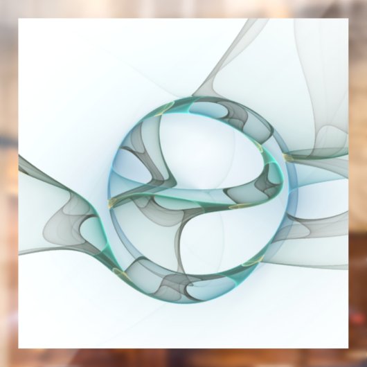 Modern Abstract Fractal Art Blue Turquoise Gray Raamsticker (Vel 2)