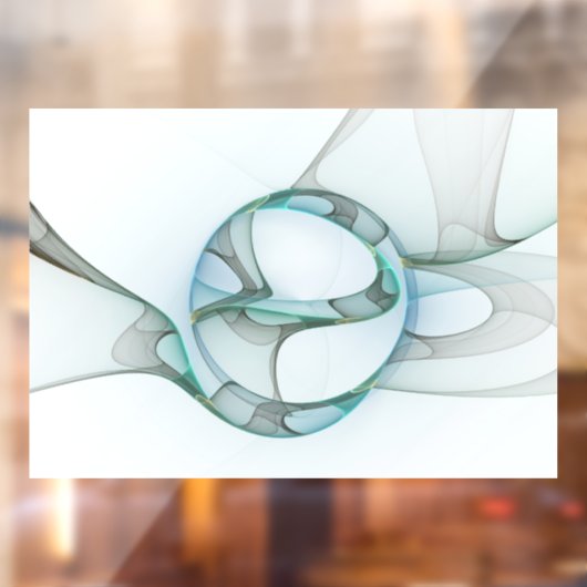 Modern Abstract Fractal Art Blue Turquoise Gray Raamsticker (Vel 2)
