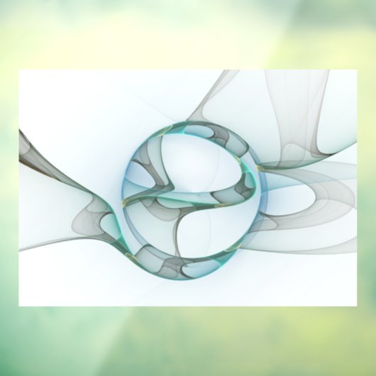 Modern Abstract Fractal Art Blue Turquoise Gray Raamsticker (Vel 3)