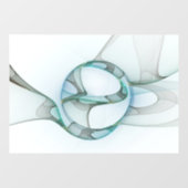 Modern Abstract Fractal Art Blue Turquoise Gray Raamsticker (Vel)