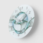 Modern Abstract Fractal Art Blue Turquoise Gray Ronde Klok (Hoek)