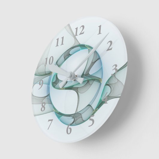 Modern Abstract Fractal Art Blue Turquoise Gray Ronde Klok (Hoek)