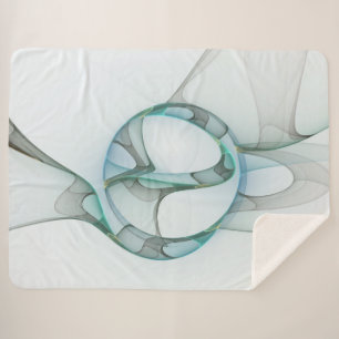 Modern Abstract Fractal Art Blue Turquoise Gray Sherpa Deken