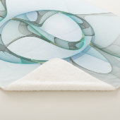 Modern Abstract Fractal Art Blue Turquoise Gray Sherpa Deken (3/4)
