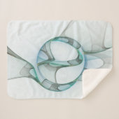 Modern Abstract Fractal Art Blue Turquoise Gray Sherpa Deken (Voorkant (horizontaal))