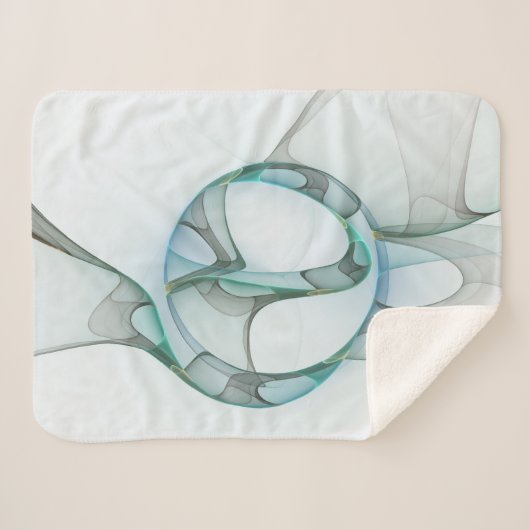 Modern Abstract Fractal Art Blue Turquoise Gray Sherpa Deken (Voorkant (horizontaal))