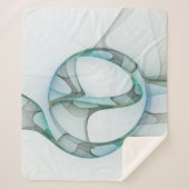 Modern Abstract Fractal Art Blue Turquoise Gray Sherpa Deken (Voorkant)