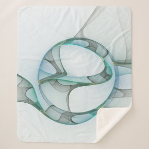 Modern Abstract Fractal Art Blue Turquoise Gray Sherpa Deken