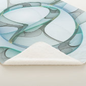 Modern Abstract Fractal Art Blue Turquoise Gray Sherpa Deken (3/4)