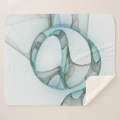 Modern Abstract Fractal Art Blue Turquoise Gray Sherpa Deken (Voorkant (horizontaal))