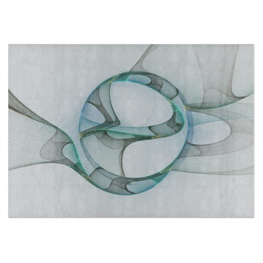 Modern Abstract Fractal Art Blue Turquoise Gray Snijplank (Voorkant)