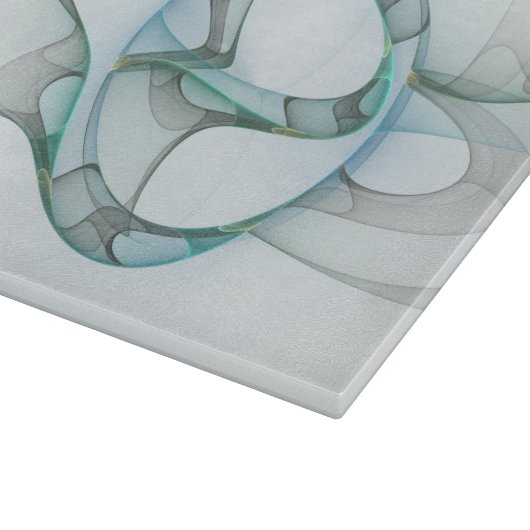 Modern Abstract Fractal Art Blue Turquoise Gray Snijplank (Hoek)
