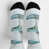 Modern Abstract Fractal Art Blue Turquoise Gray Sokken (Top)