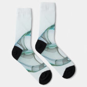 Modern Abstract Fractal Art Blue Turquoise Gray Sokken (Rechts)