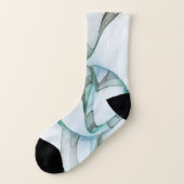 Modern Abstract Fractal Art Blue Turquoise Gray Sokken (Links - buitenkant)