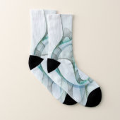Modern Abstract Fractal Art Blue Turquoise Gray Sokken (Paar)