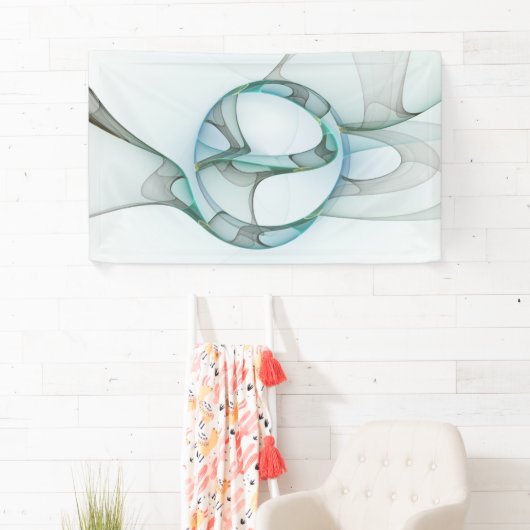 Modern Abstract Fractal Art Blue Turquoise Gray Spandoek (Insitu)