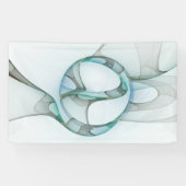Modern Abstract Fractal Art Blue Turquoise Gray Spandoek (Horizontaal)