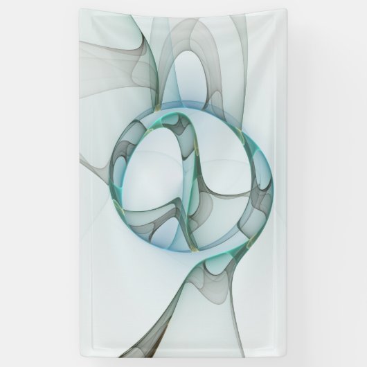 Modern Abstract Fractal Art Blue Turquoise Gray Spandoek (Verticaal)