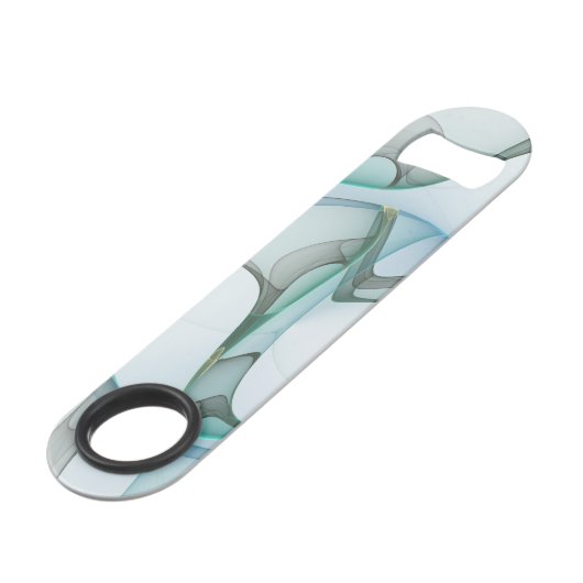Modern Abstract Fractal Art Blue Turquoise Gray Speed Flessenopener (Voorkant Gekanteld)