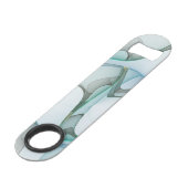 Modern Abstract Fractal Art Blue Turquoise Gray Speed Flessenopener (Achterkant Gekanteld)